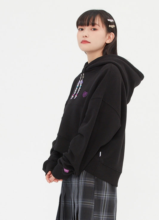 TARGETTO(ターゲット) BEADS CROP HOODIE_BLACK