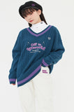 TARGETTO(ターゲット) DOUBLE CABLE V NECK KNIT_NAVY