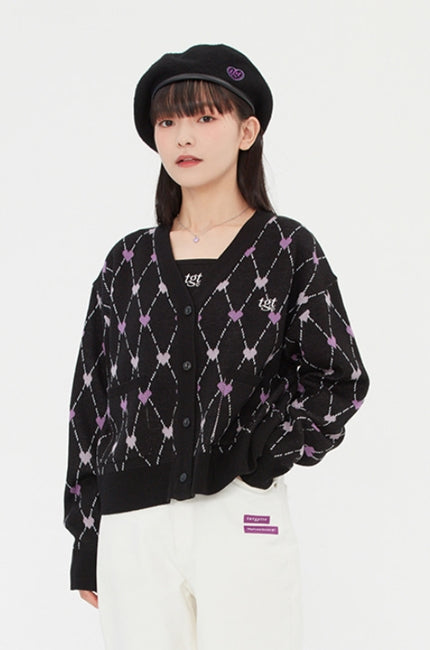 TARGETTO(ターゲット) HEART ARGYLE JACQUARD CARDIGAN_BLACK