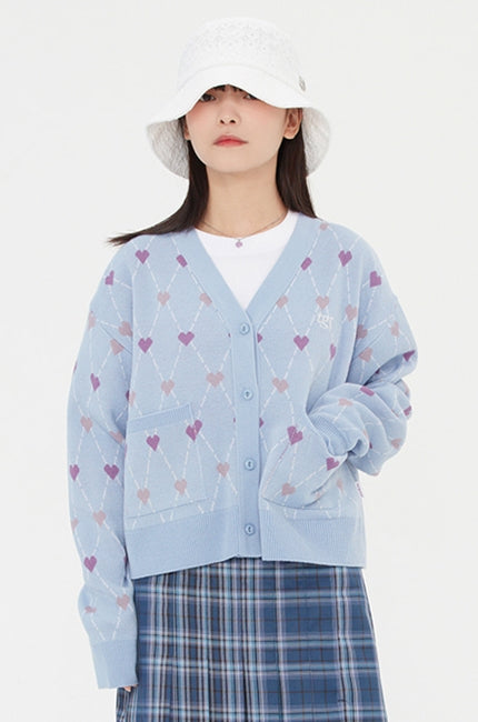 TARGETTO(ターゲット) HEART ARGYLE JACQUARD CARDIGAN_LIGHT BLUE