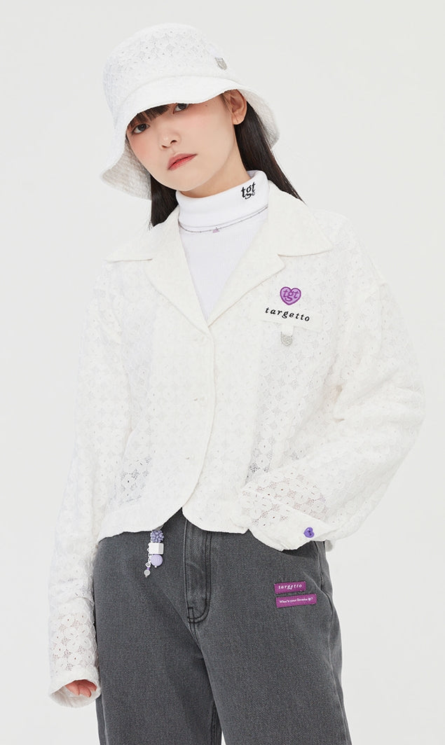 TARGETTO(ターゲット) LACE CROP BLAZER_WHITE