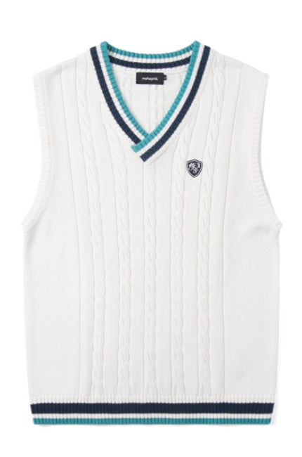 mahagrid (マハグリッド) CABLE KNIT VEST [IVORY]