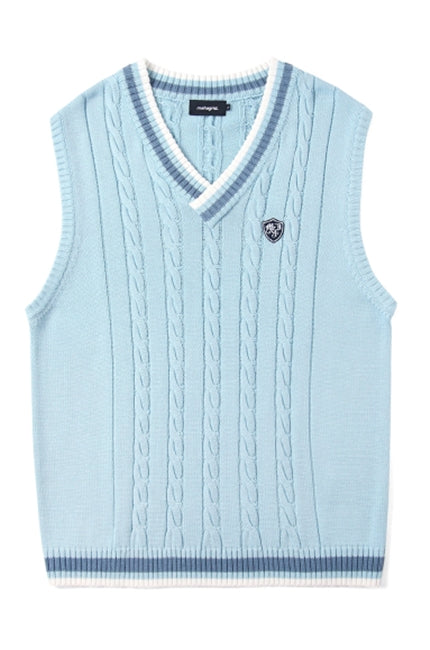mahagrid (マハグリッド) CABLE KNIT VEST [SKY BLUE]
