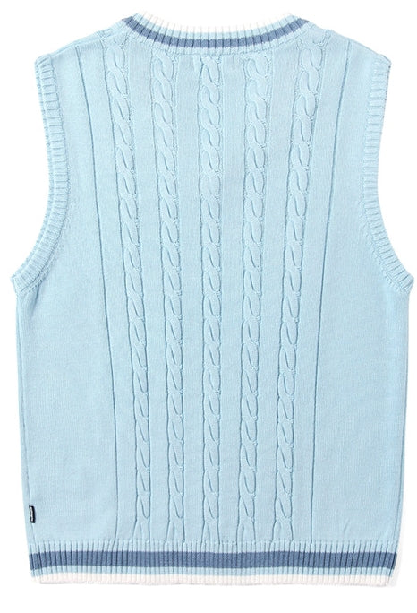 mahagrid (マハグリッド) CABLE KNIT VEST [SKY BLUE]