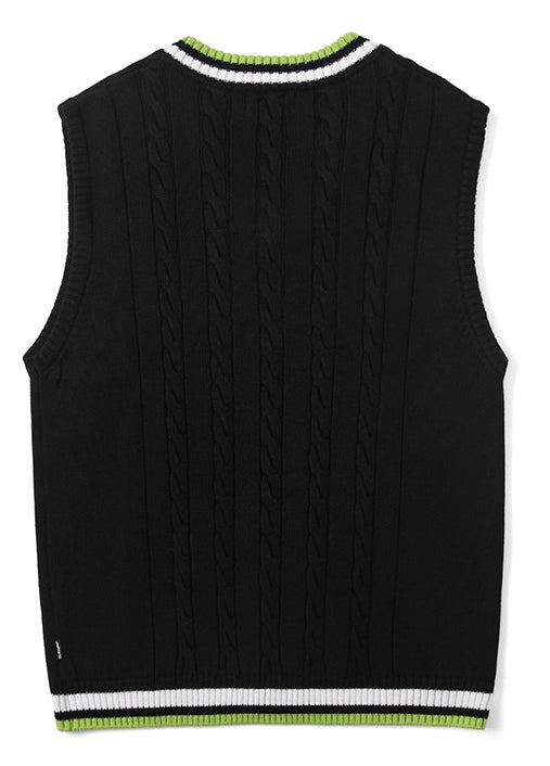 mahagrid (マハグリッド) CABLE KNIT VEST [BLACK]