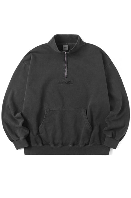 mahagrid (マハグリッド)  HALF ZIP PIGMENT SWEATSHIRT [CHARCOAL]