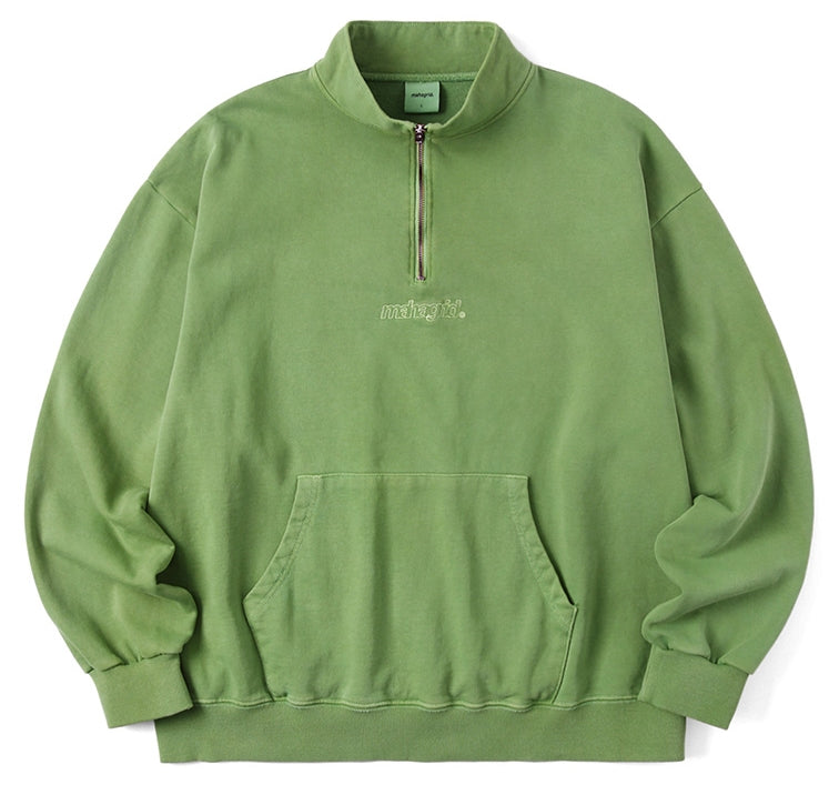 mahagrid (マハグリッド)  HALF ZIP PIGMENT SWEATSHIRT [OLIVE]