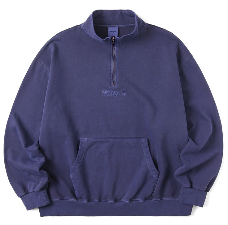 mahagrid (マハグリッド)  HALF ZIP PIGMENT SWEATSHIRT [NAVY]