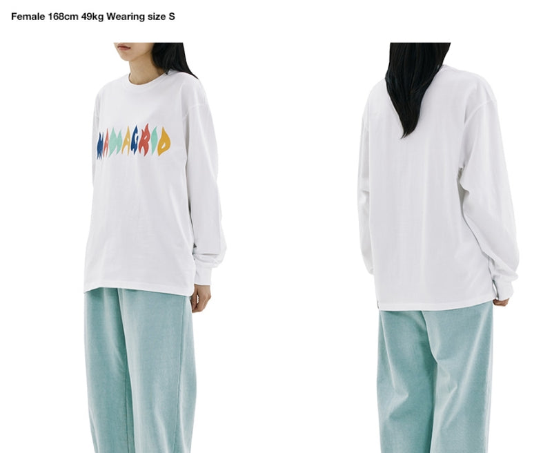 mahagrid (マハグリッド)  FIRE LOGO LS TEE [WHITE]