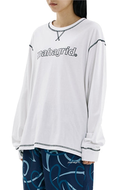 mahagrid (マハグリッド)  BIG STITCH LS TEE [WHITE]