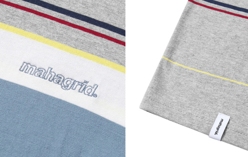mahagrid (マハグリッド)  OL LOGO STRIPED LS TEE [GREY]