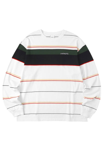 mahagrid (マハグリッド)  OL LOGO STRIPED LS TEE [WHITE]