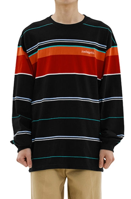 mahagrid (マハグリッド)  OL LOGO STRIPED LS TEE [BLACK]