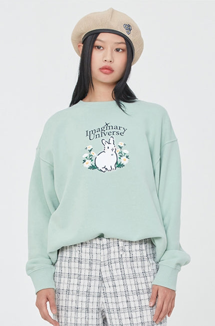 ロマンティッククラウン(ROMANTIC CROWN) WOMAN RABBIT SWEAT SHIRT_LIGHT GREEN