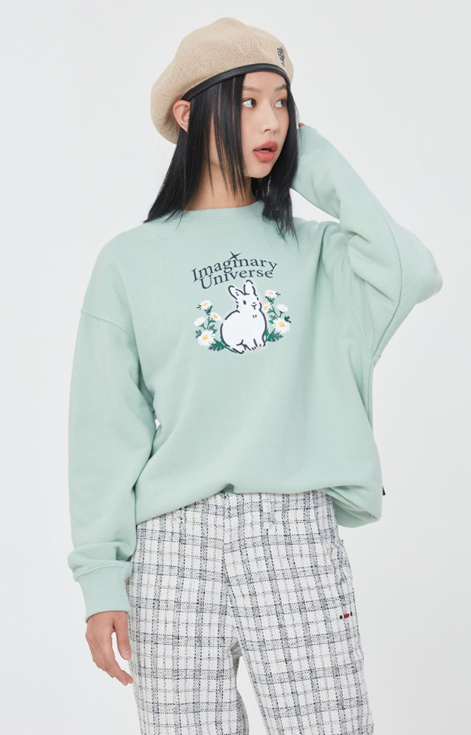 ロマンティッククラウン(ROMANTIC CROWN) WOMAN RABBIT SWEAT SHIRT_LIGHT GREEN