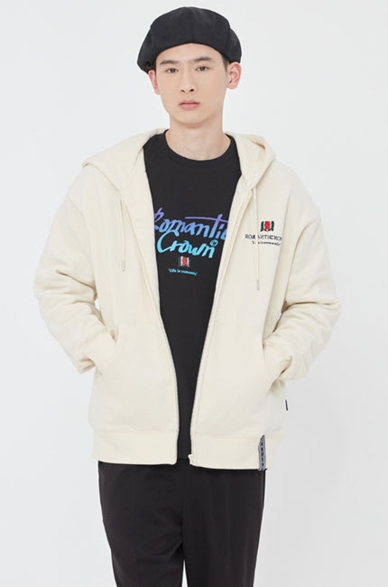 ロマンティッククラウン(ROMANTIC CROWN) LIFE IS ROMANTIC HOOD ZIP UP_OATMEAL