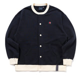 ロマンティッククラウン(ROMANTIC CROWN) ROUND NECK COTTON CARDIGAN_NAVY