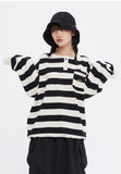 TARGETTO(ターゲット)  [FRIZMWORKS X TGT]STRIPE HENLY NECK SWEAT SHIRT_BLACK