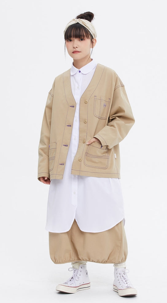 TARGETTO(ターゲット)  [FRIZMWORKS X TGT]STITCHES V NECK CARDIGAN_BEIGE