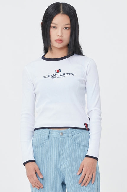 ロマンティッククラウン(ROMANTIC CROWN) WOMAN RIBBED LONG SLEEVES_WHITE