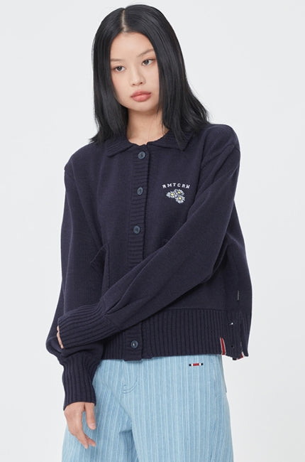 ロマンティッククラウン(ROMANTIC CROWN) BALLOON SLEEVE KNIT CARDIGAN_NAVY