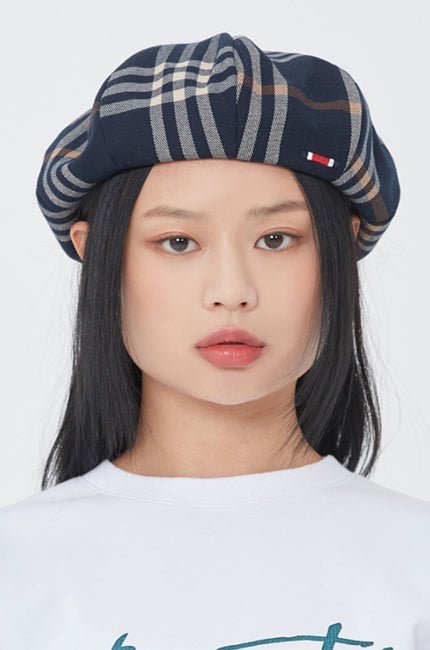 ロマンティッククラウン(ROMANTIC CROWN) CLACK CHECK NEWSBOY CAP_NAVY