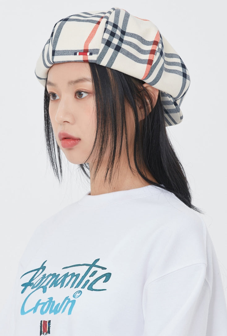 ロマンティッククラウン(ROMANTIC CROWN) CLACK CHECK NEWSBOY CAP_OATMEAL