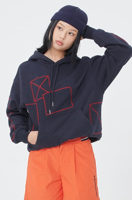 ロマンティッククラウン(ROMANTIC CROWN) FIGURE STITCH HOODIE_NAVY