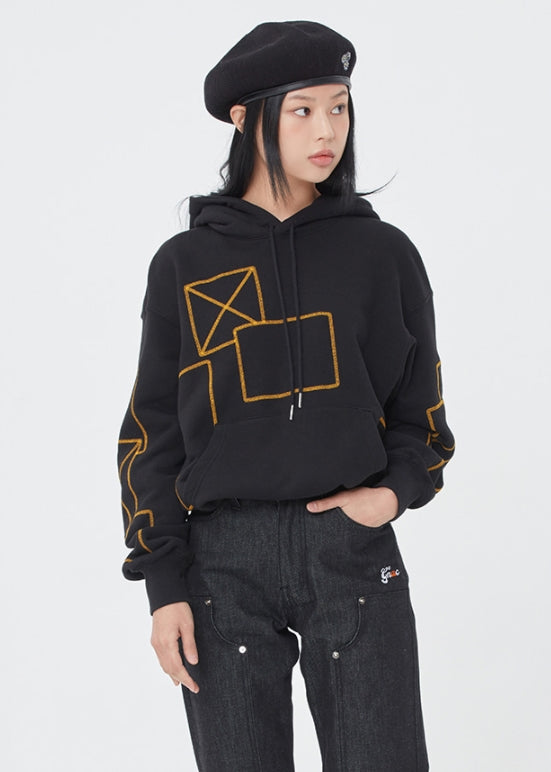 ロマンティッククラウン(ROMANTIC CROWN) FIGURE STITCH HOODIE_BLACK