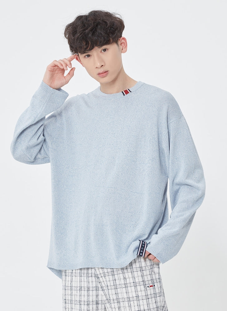 ロマンティッククラウン(ROMANTIC CROWN) BASIC KNIT LONG SLEEVES_MELANGE SKY BLUE