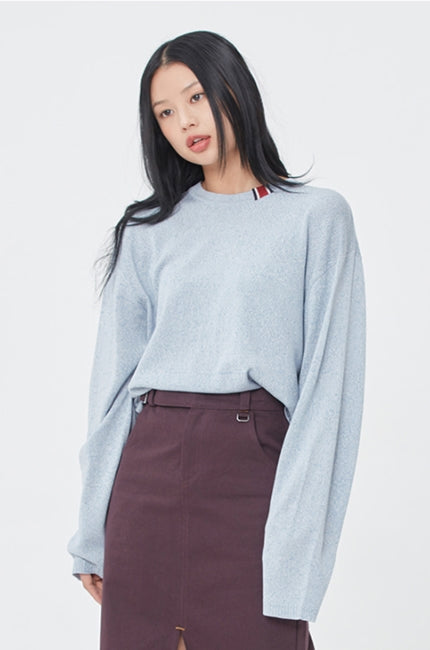ロマンティッククラウン(ROMANTIC CROWN) BASIC KNIT LONG SLEEVES_MELANGE SKY BLUE
