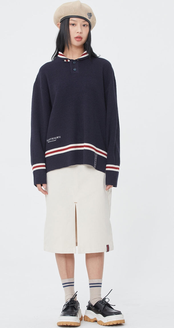 ロマンティッククラウン(ROMANTIC CROWN) SHAWL COLLAR KNITWEAR_NAVY