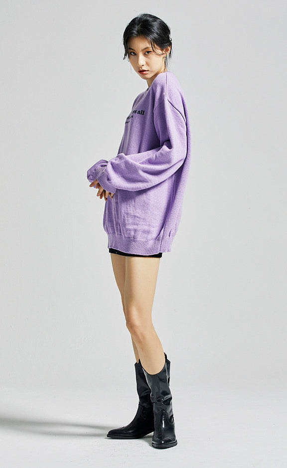 セイントペイン(SAINTPAIN)  SP Beileve Semi Over Knit-Light Purple