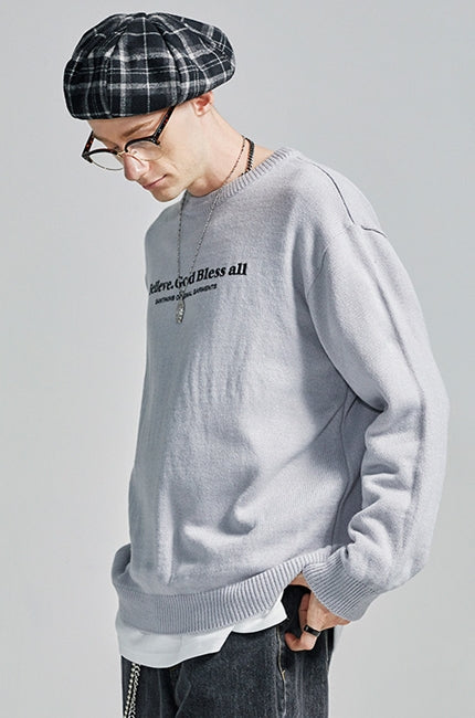 セイントペイン(SAINTPAIN)  SP Beileve Semi Over Knit-Gray