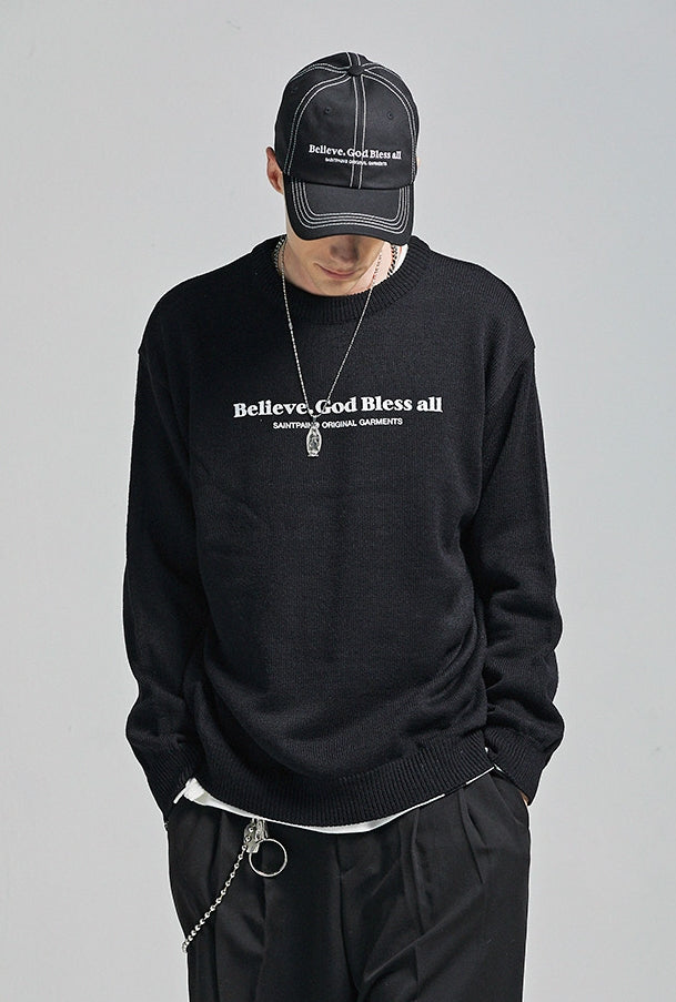 セイントペイン(SAINTPAIN)  SP Beileve Semi Over Knit-Black