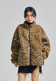 セイントペイン(SAINTPAIN)  SP Leopard Boa Fleece Zip Up Jacket-Yellow