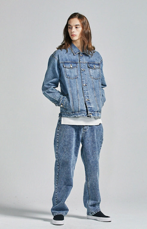 セイントペイン(SAINTPAIN) SP Denim Washed Trucker Jacket-Blue