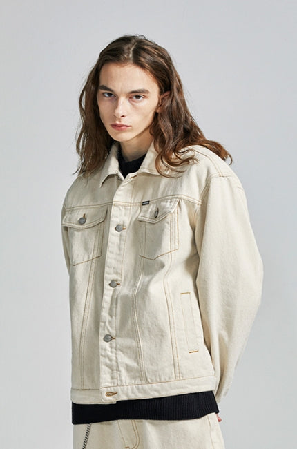 セイントペイン(SAINTPAIN) SP Cotton Twill Trucker Jacket-Ivory