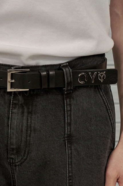 オーワイ(OY) METAL LOGO BELT-BLACK