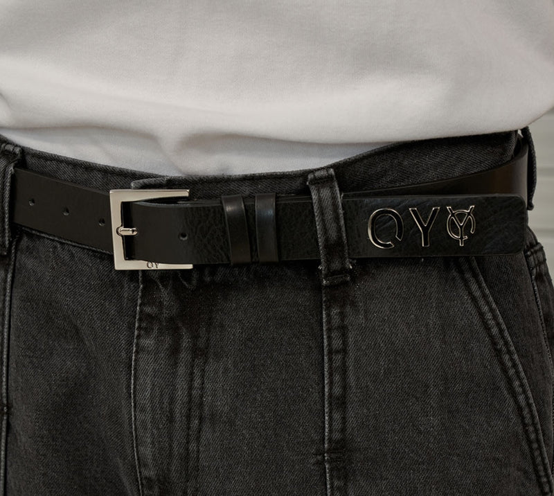 オーワイ(OY) METAL LOGO BELT-BLACK