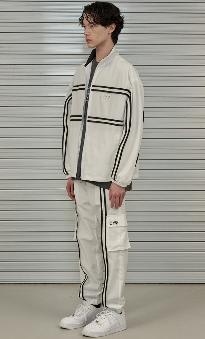 オーワイ(OY)  LINE TAPE CARGO TRACK PANTS-WHITE