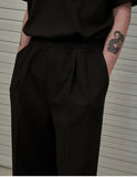 オーワイ(OY)  PIN TUCK CROP WIDE SLACKS-BLACK