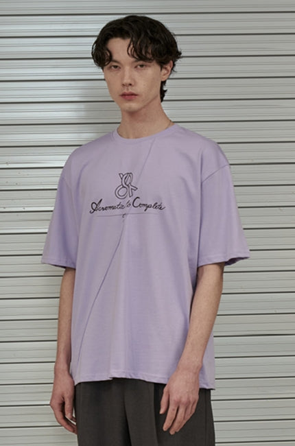 オーワイ(OY) WAVE PIN TUCK SCRIPT LOGO T-LAVENDER PURPLE