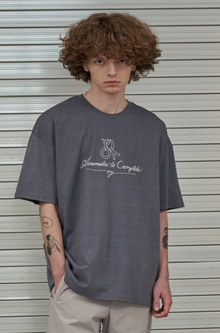 オーワイ(OY) PIGMENT SCRIPT LOGO T-DUSTY BLUE