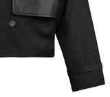 オーワイ(OY) CROP LEATHER MIX TRENCH JACKET-BLACK