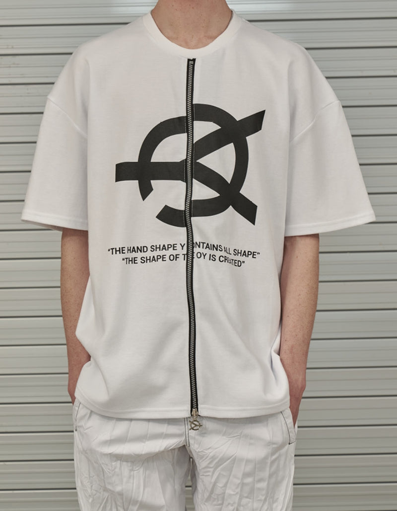 オーワイ(OY) UNBALANCE LOGO ZIPPER T-WHITE