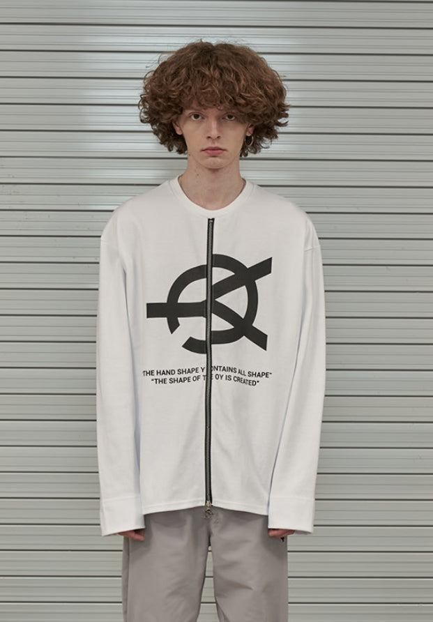 オーワイ(OY) UNBALANCE LOGO ZIPPER SLEEVE T -WHITE