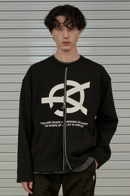 オーワイ(OY) UNBALANCE LOGO ZIPPER SLEEVE T -BLACK