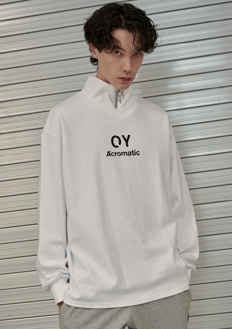 オーワイ(OY) SLOGAN ZIPPER POLA SLEEVE T-WHITE