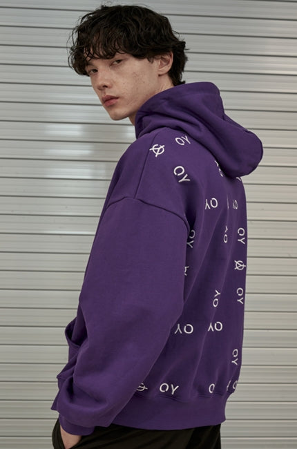 オーワイ(OY) BASIC SLOGAN HOODIE-PURPLE
